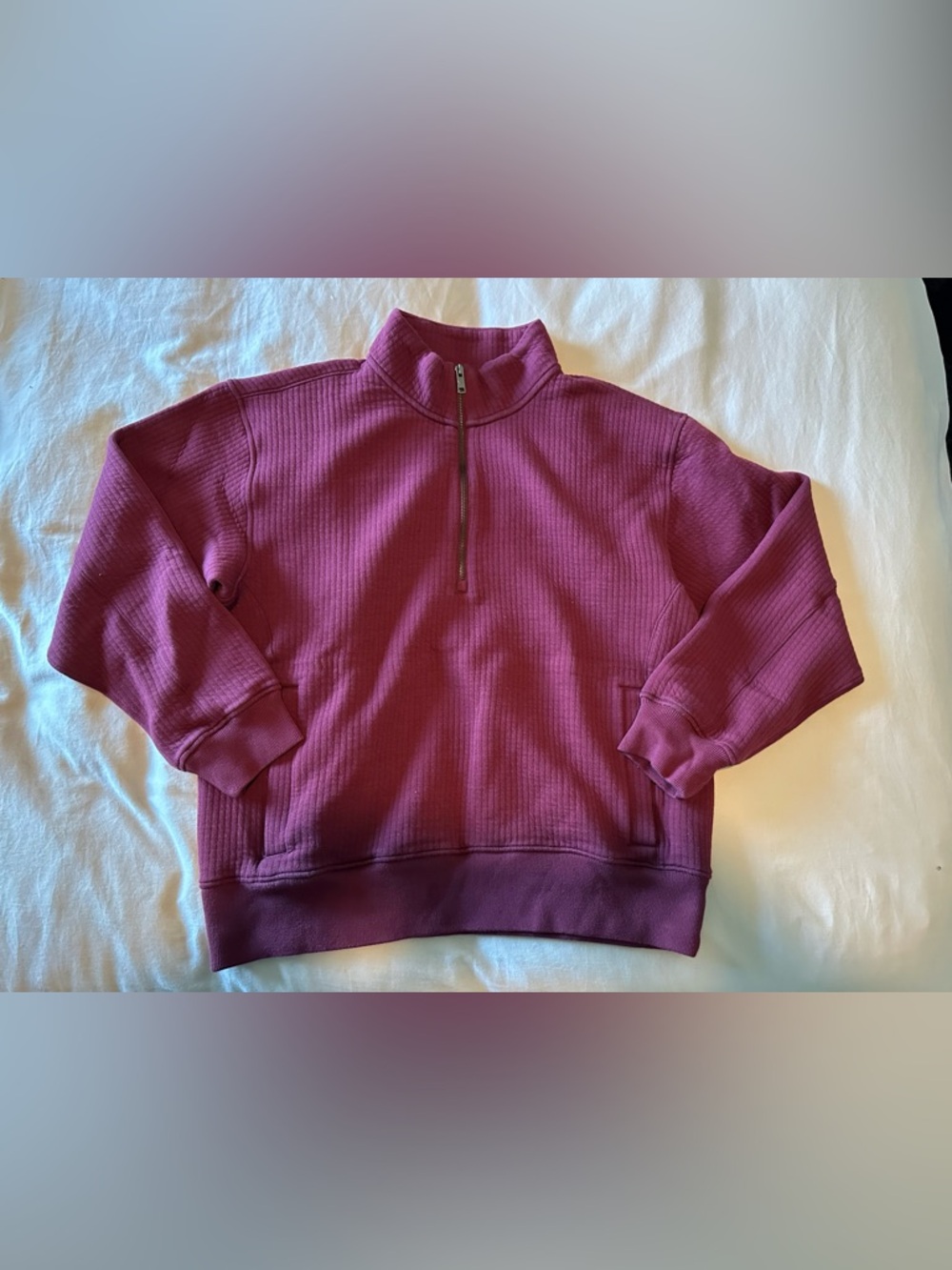 Mens Abercrombie & Fitch YPB Textured Ribbed Half-Zip Sweater - Maroon Size L